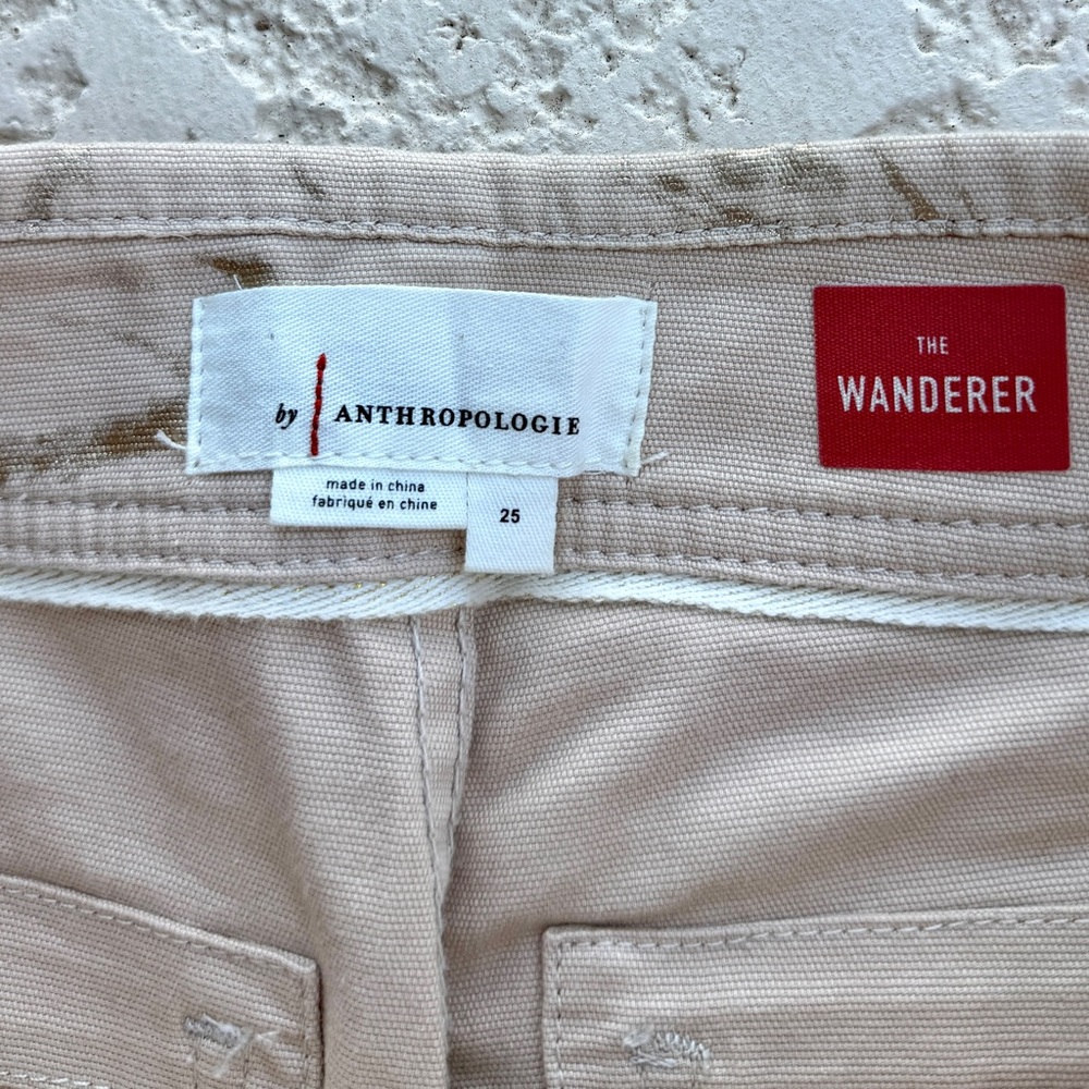 ANTHROPOLOGIE The Wanderer Womens Pants Size 25 Tan Gold Painted Straight NWOT - Picture 8 of 11